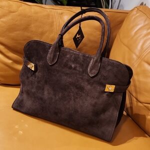 Elegant Brown Suede Handbag